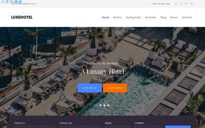 精美HTML5/CSS3橘色灰色旅行酒店网站模板